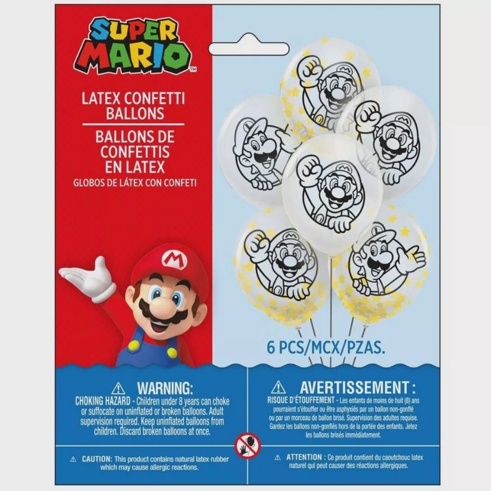 Nintendo Super Mario & Luigi Latex Confetti Balloons